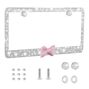 🎀Bling Sparkly License Plate Frame Diamond Rhinestones Crystals Car Tag Covers🎀